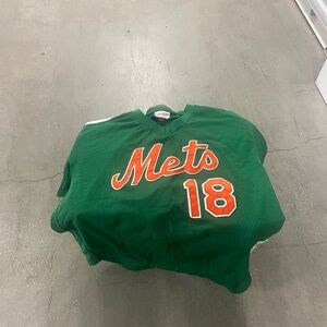 Green Mets Jersey with Orange Accents